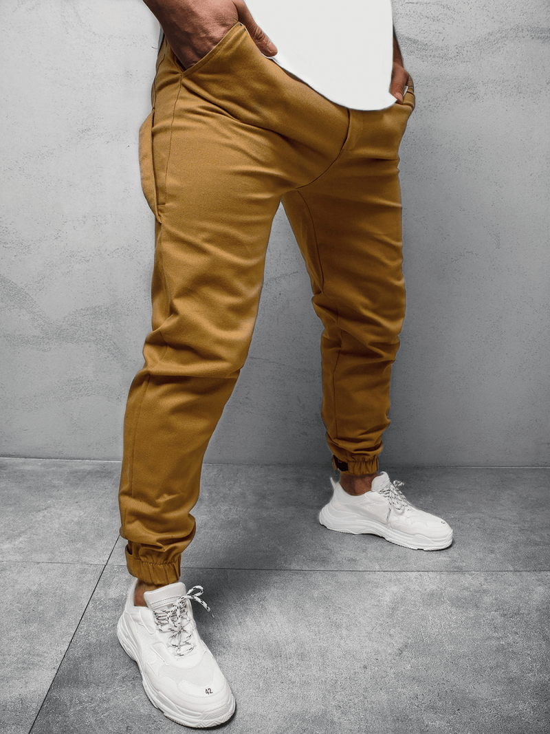 Spodnie męskie chino joggery camelowe OZONEE C/109