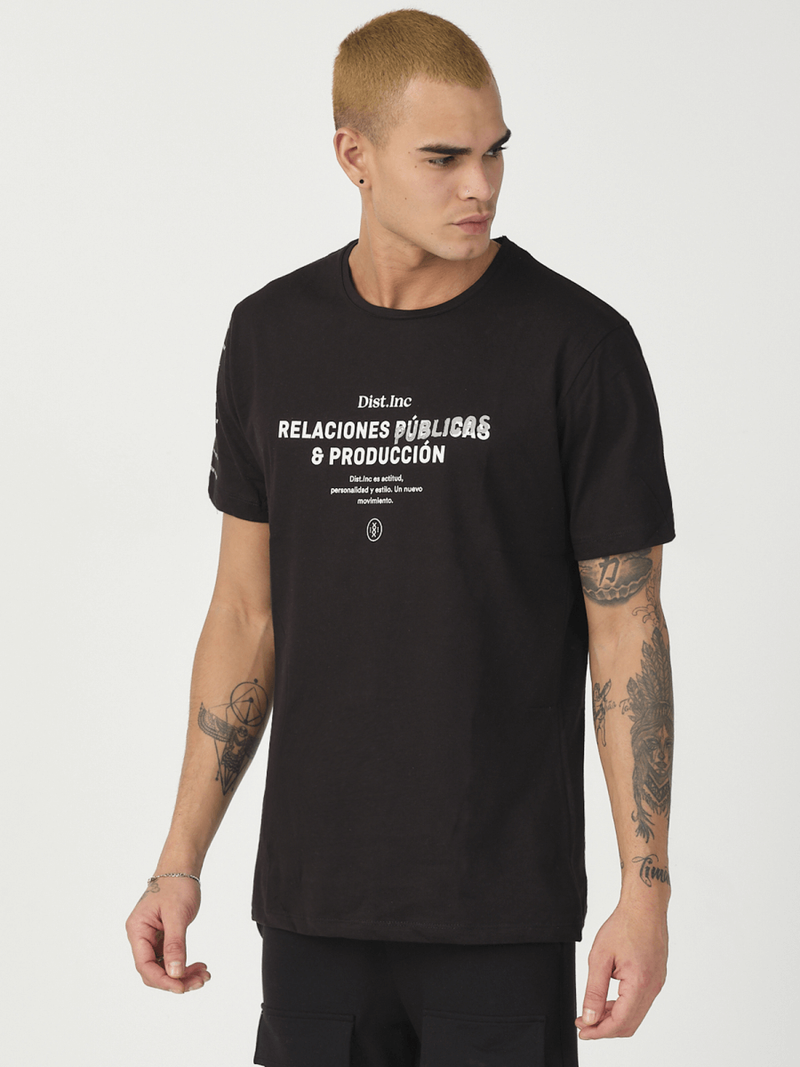 T-Shirt męski z nadrukiem czarny OZONEE MR/21516