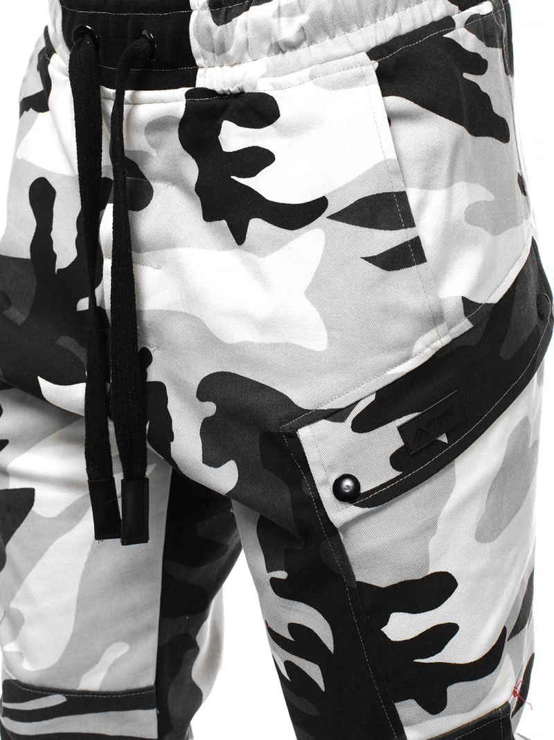 Spodnie męskie chino joggery czarno-białe OZONEE O/11103