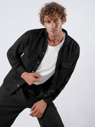 Koszula męska czarna OZONEE O/GOM23039