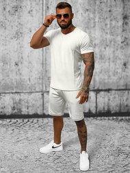 Komplet dresowy męski welurowy biały OZONEE O/12133Z