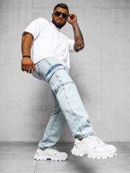 Spodnie jeansowe męskie wide leg jasno-niebieskie OZONEE DO/4001