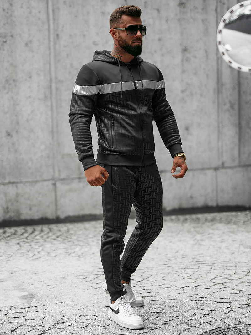 Komplet dresowy męski czarny OZONEE O/3A73