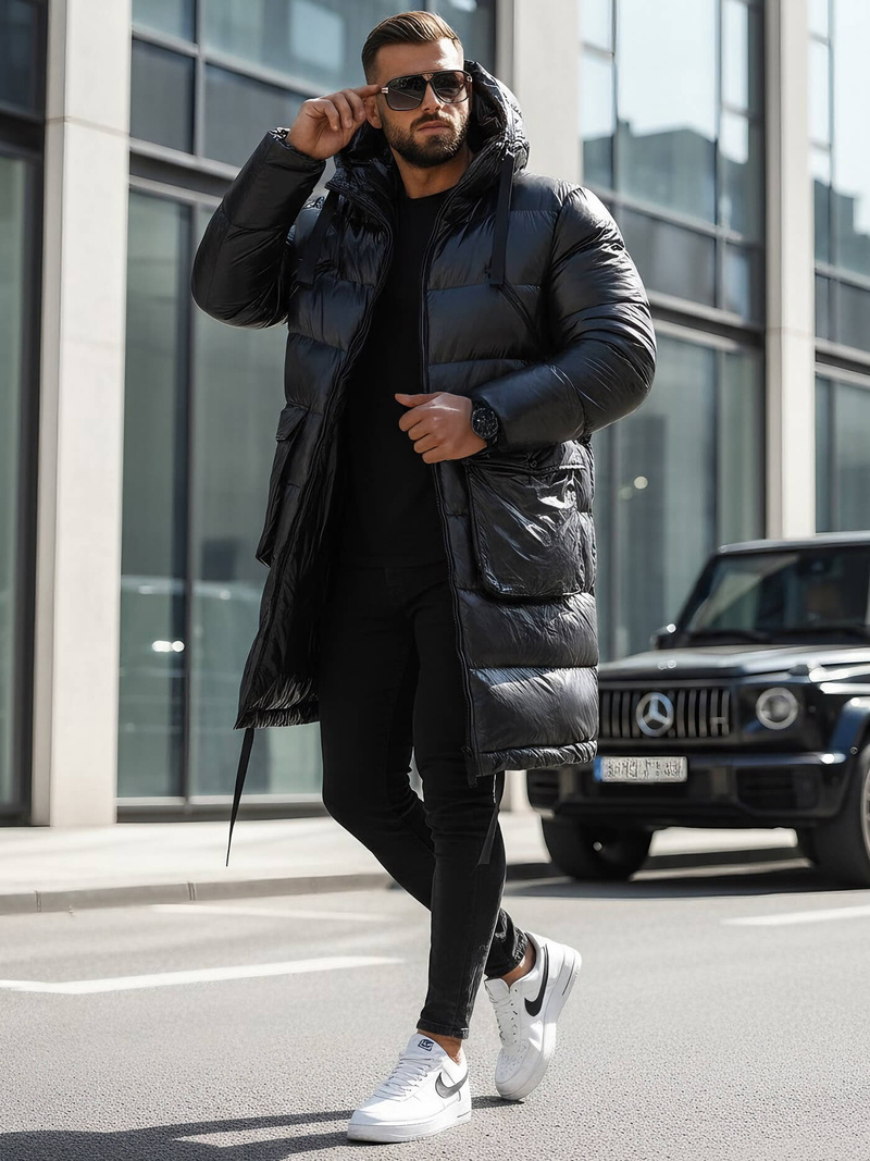 Kurtka zimowa męska długa czarna OZONEE O/M3205Z