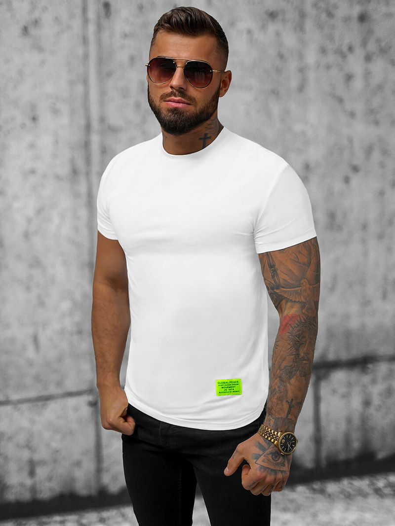 T-shirt męski slim fit biały OZONEE NB/MT3057