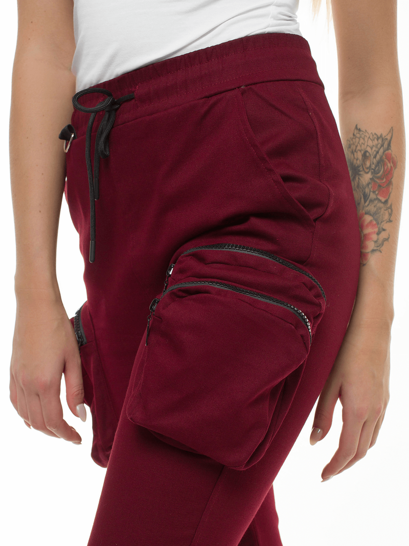 Spodnie damskie chino joggery bordowe OZONEE O/802