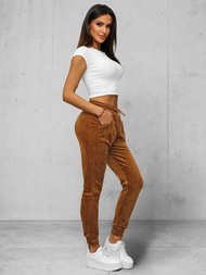 Spodnie dresowe damskie welurowe brązowe OZONEE JS/8K1532/33
