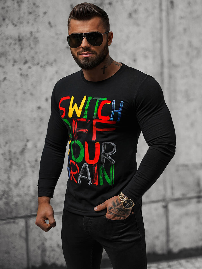 Longsleeve męski czarny OZONEE O/B259