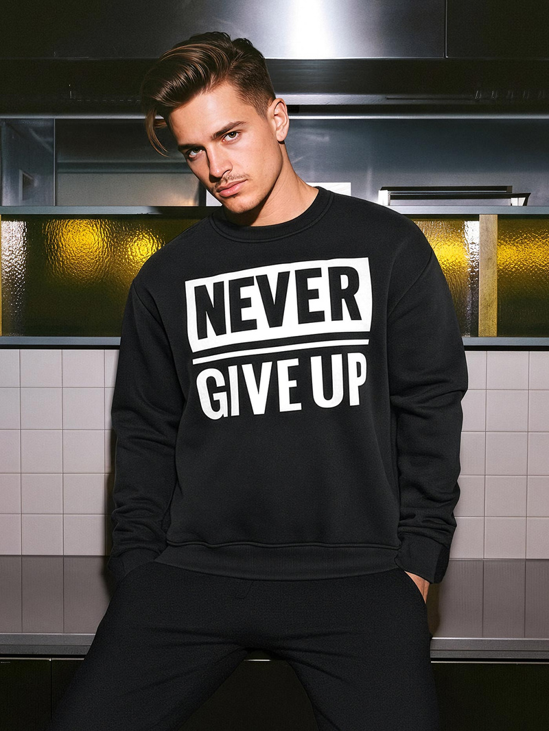 Чоловічий світшот чорний OZONEE JS/8B1769/3