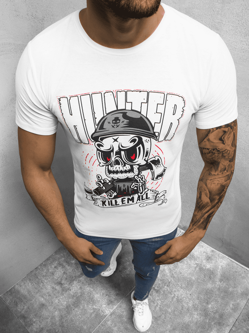 T-Shirt męski z nadrukiem biały OZONEE O/BL73