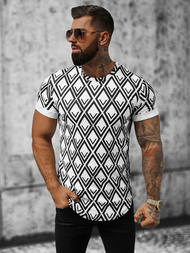 T-Shirt męski biało-czarny OZONEE O/P1048