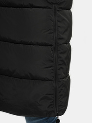 Kamizelka damska długa pikowana z kapturem czarna OZONEE O/H909/1