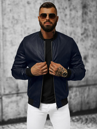 Kurtka przejściowa skórzana męska bomberka granatowa/2 OZONEE N/6707Z