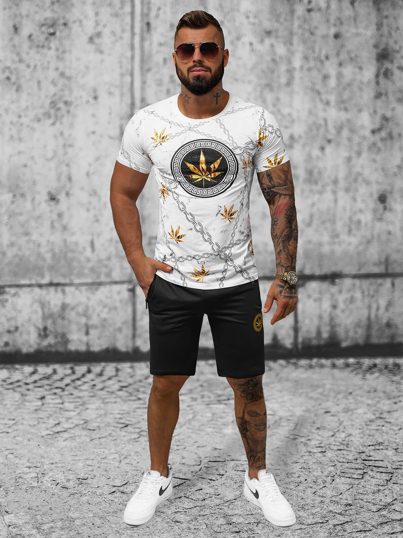 Komplet dresowy męski biało-czarny OZONEE O/HM757Z