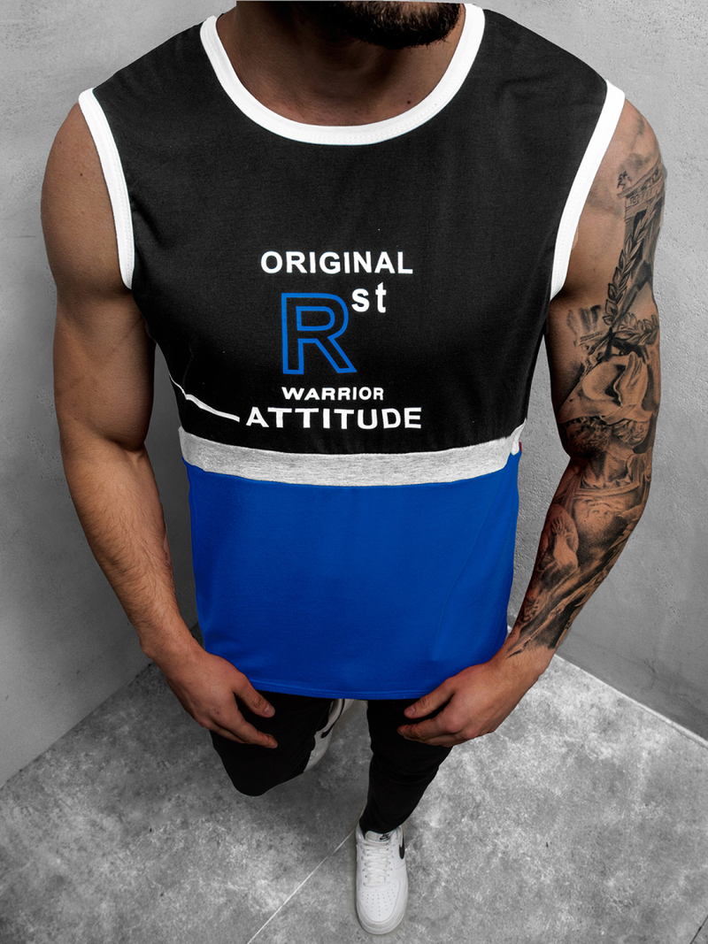 T-Shirt męski bez rękawów niebieski OZONEE JS/SS11082Z