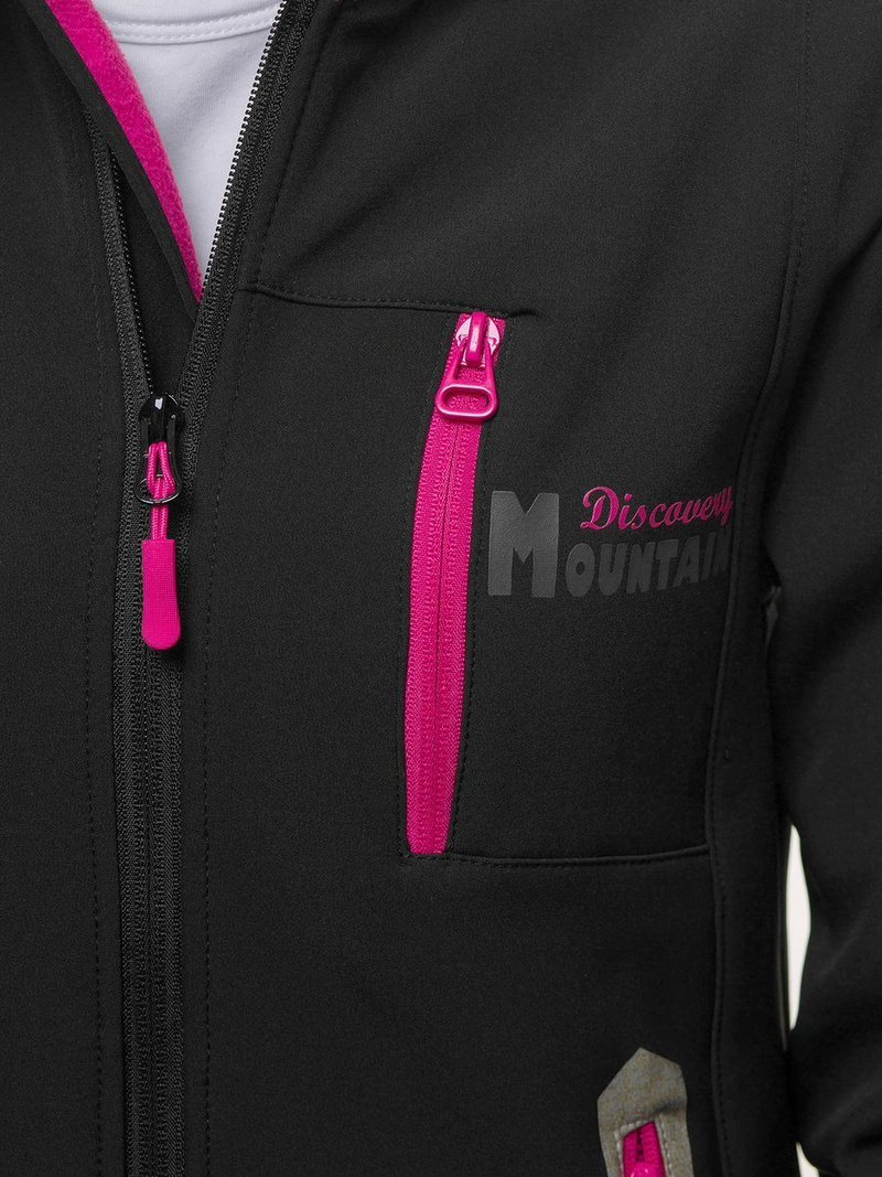 Kurtka softshell damska z kapturem czarna OZONEE JS/HH029/1