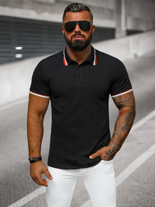 Koszulka męska polo czarna OZONEE O/DA736