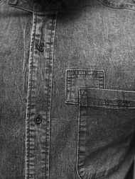 Koszula męska jeansowa ze stójką szara OZONEE NB/MC713G