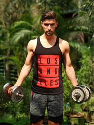 Koszulka bez rękawów męska z nadrukiem czarna OZONEE 724TZ