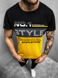 T-Shirt męski czarno-żółty OZONEE JS/SS10900Z