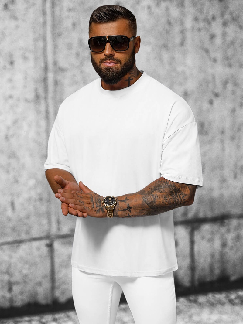 T-shirt męski oversize biały OZONEE O/3429