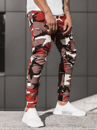 Штани чоловічі джоггери бордово-бежеві OZONEE A/1003