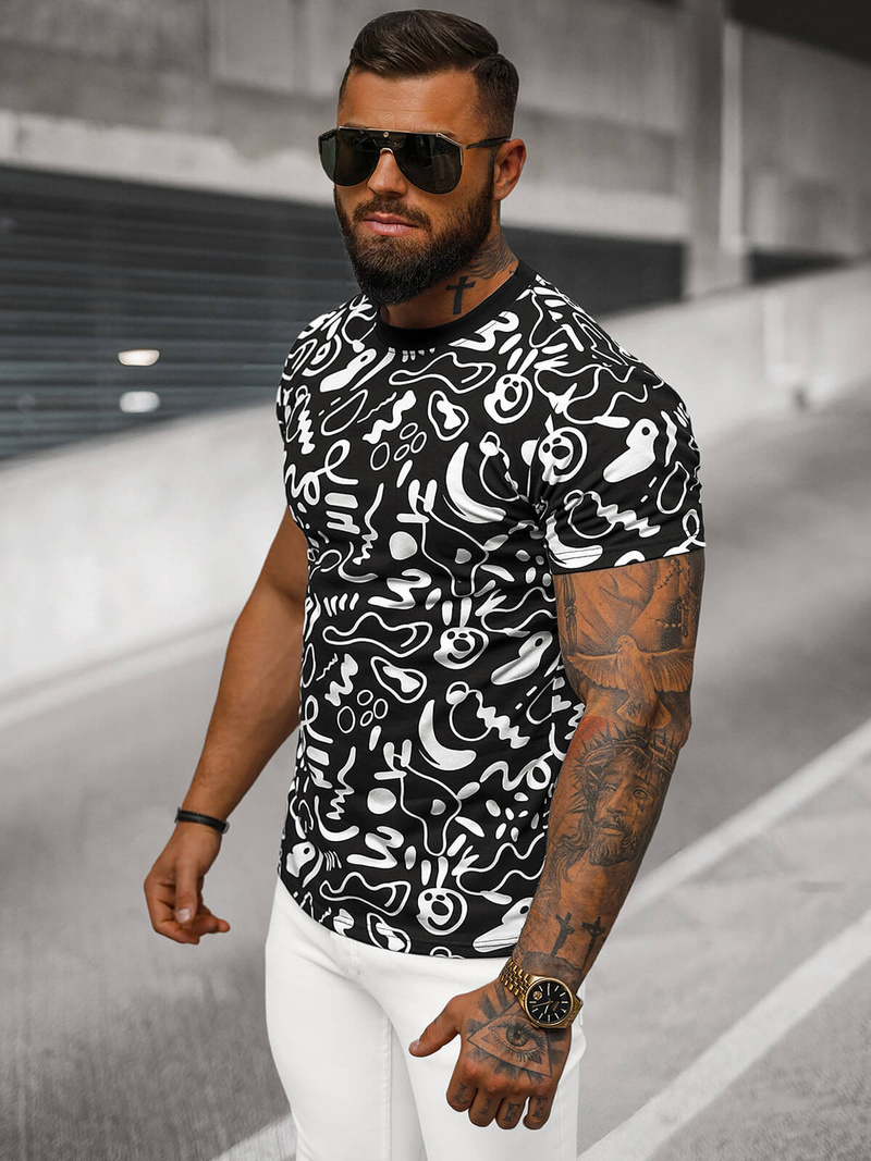 T-shirt męski czarny OZONEE JS/8T1205/3