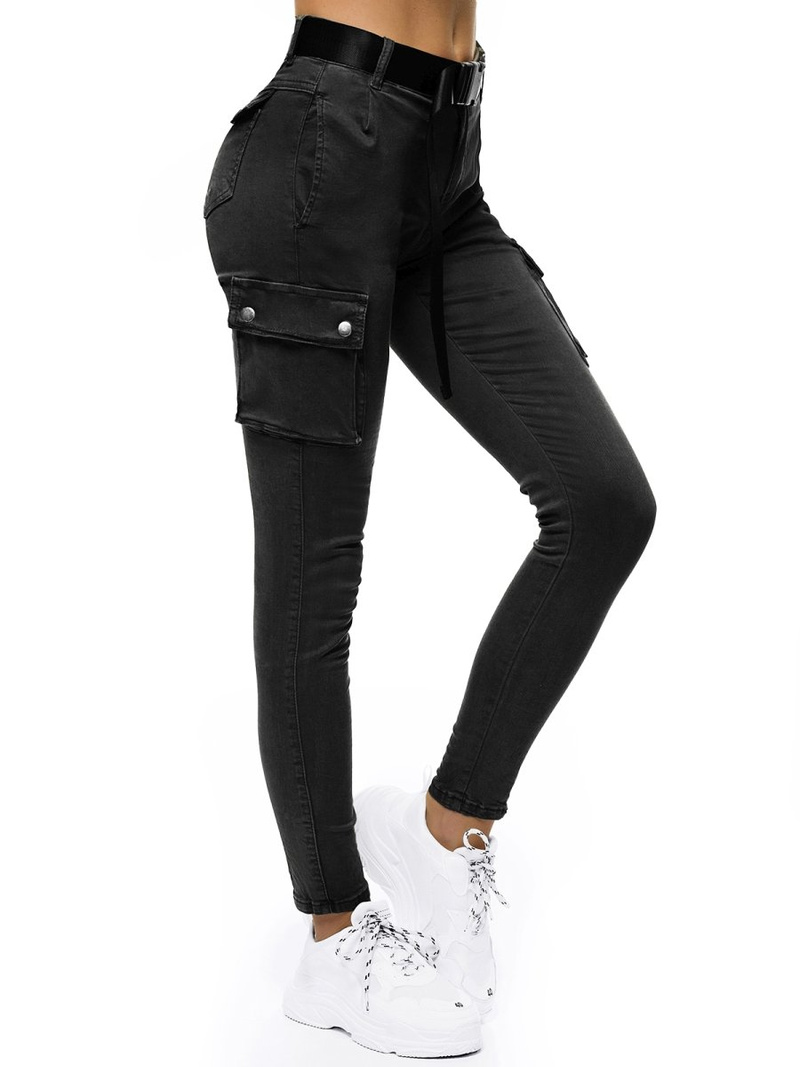 Spodnie damskie chino materiałowe czarne OZONEE O/LC518/1