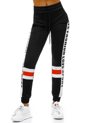 Spodnie dresowe damskie czarno-czerwone OZONEE O/82317