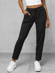 Spodnie dresowe damskie welurowe czarne OZONEE JS/92K520/3