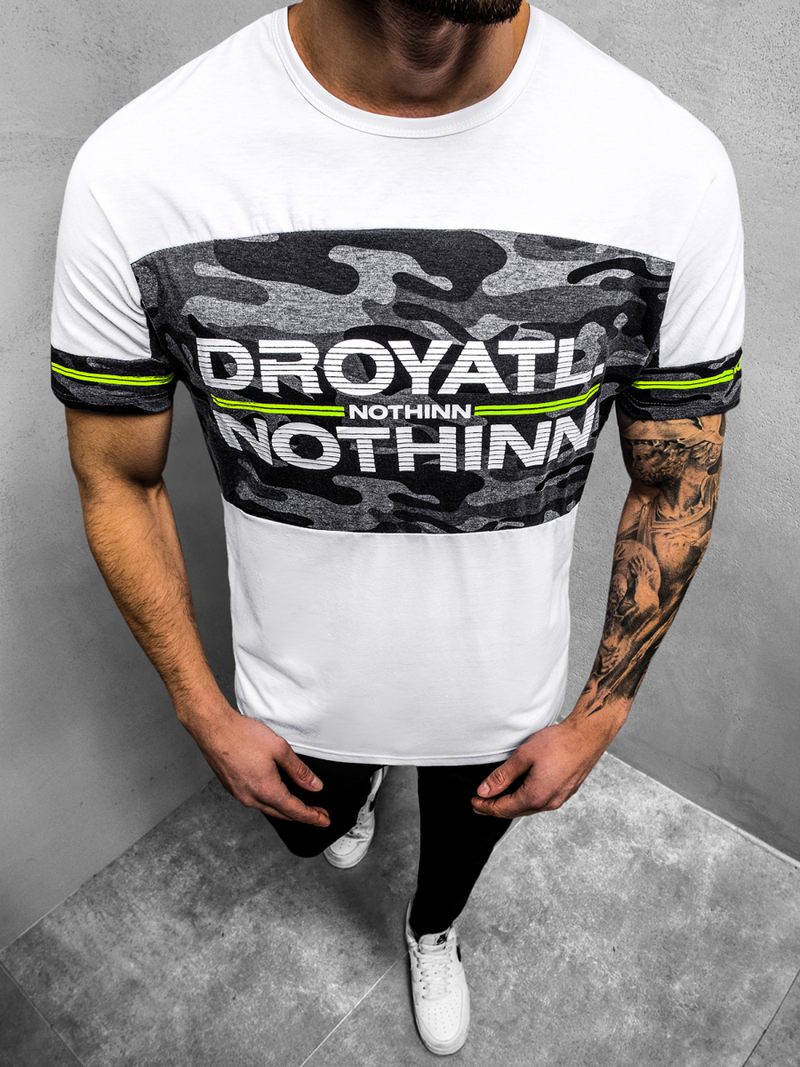 T-Shirt męski biały OZONEE JS/SS10976Z