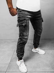 Spodnie jeansowe joggery męskie czarne OZONEE DR/TF128