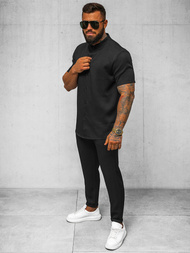 Koszula męska z krótkim rękawem czarna OZONEE O/Y972T