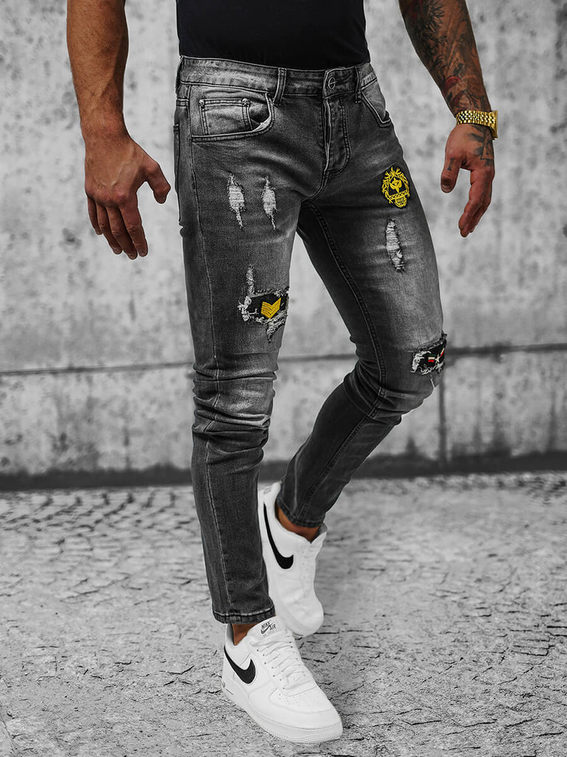 Spodnie jeansowe męskie szare OZONEE NB/MP0167G