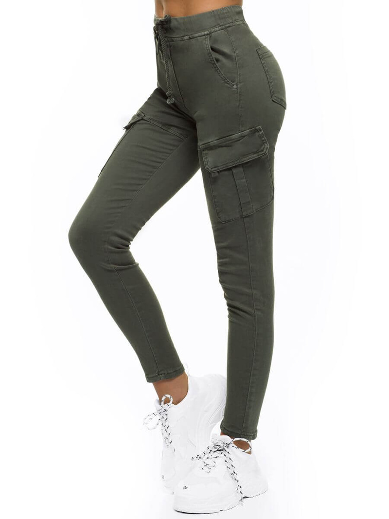 Spodnie damskie chino materiałowe khaki OZONEE O/LC647/29