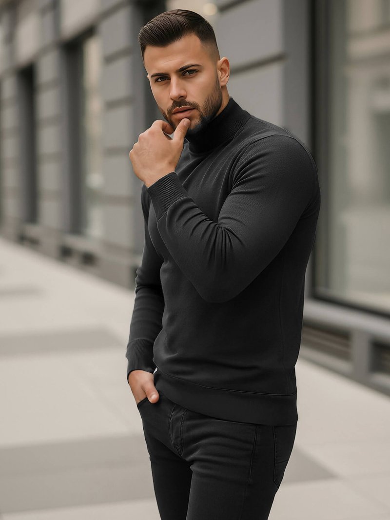 Sweter męski półgolf grafitowy OZONEE V/V24503