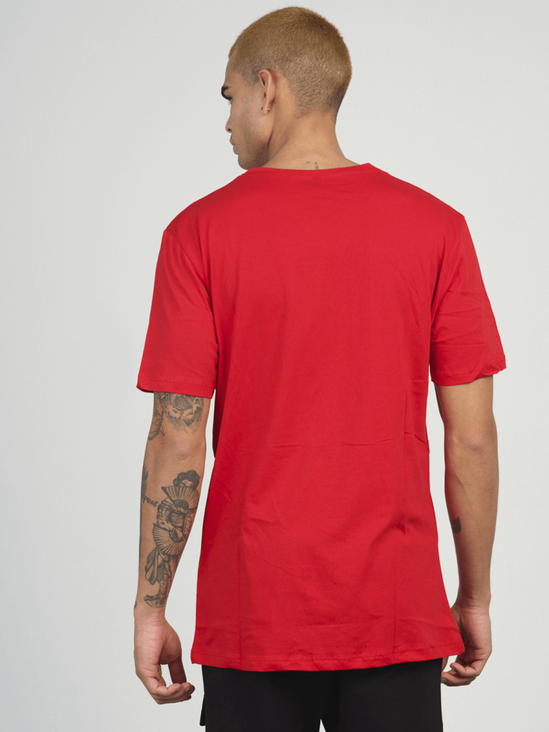 T-Shirt męski z nadrukiem czerwony OZONEE MR/21513