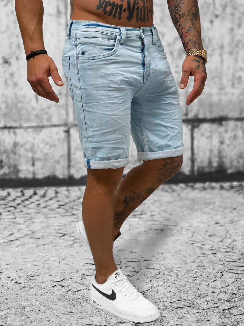 Spodenki męskie jeansowe jasno-niebieskie OZONEE O/19200