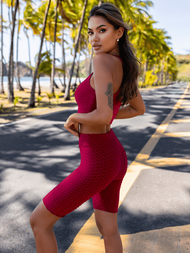 Komplet sportowy dwuczęściowy damski bordowy OZONEE O/22754Z