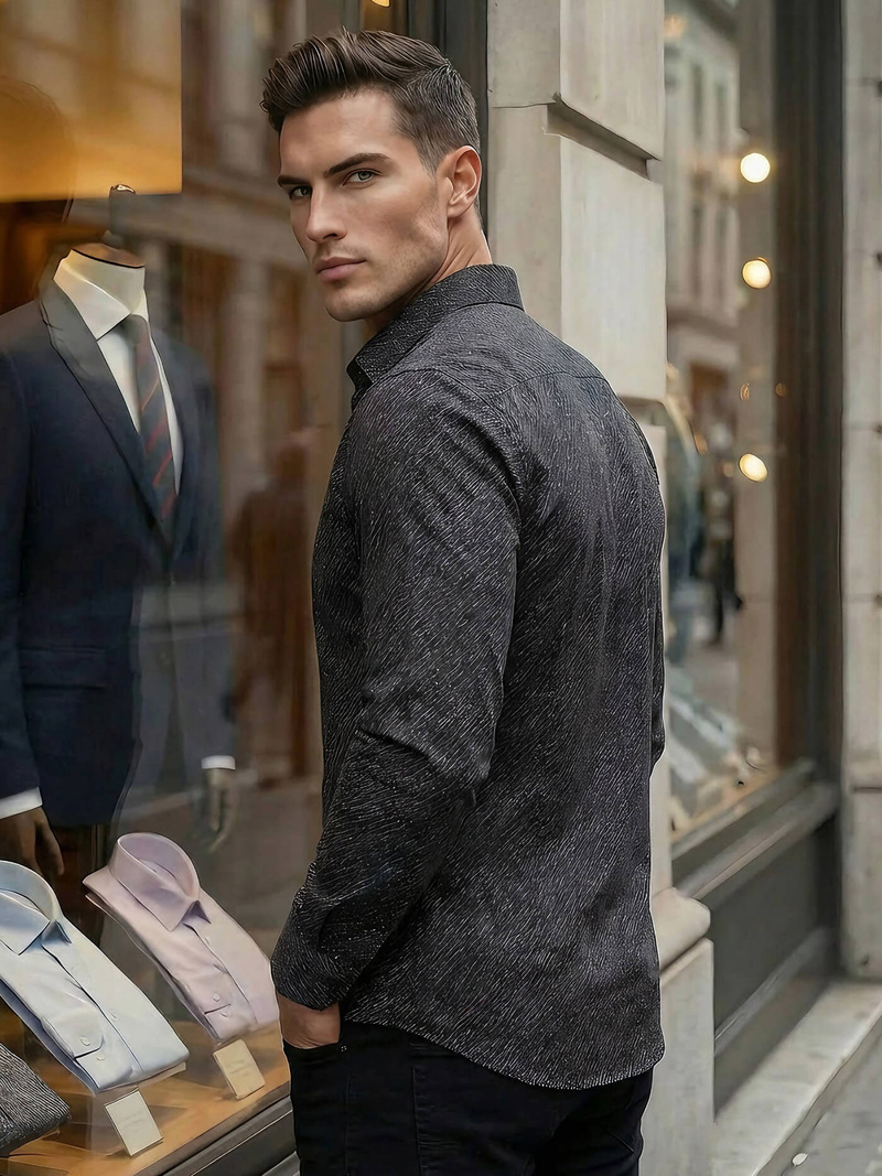 Koszula męska elegancka czarna OZONEE V/V184Z