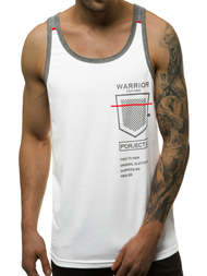 T-Shirt męski bez rękawów biały OZONEE JS/SS11076