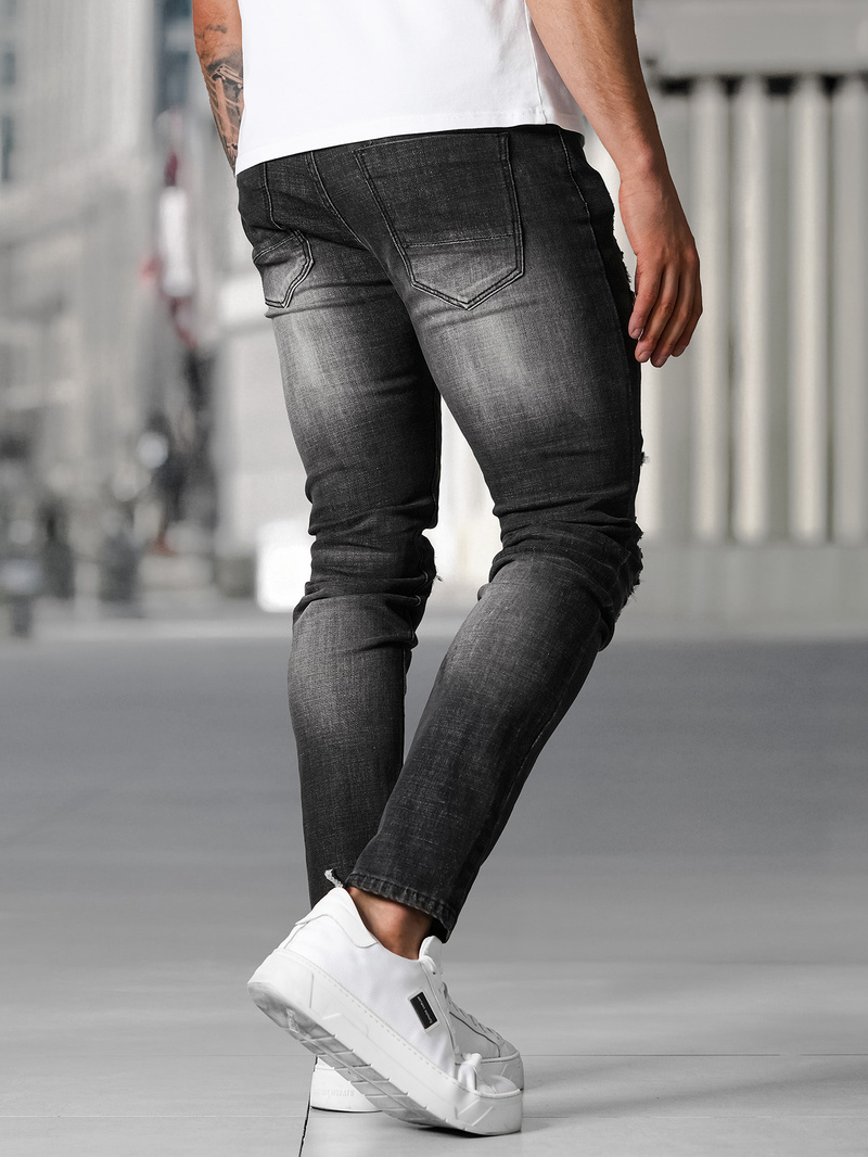 Spodnie jeansowe męskie slim fit czarne OZONEE NB/MP0075NZ
