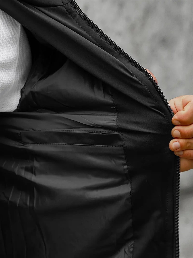 Kurtka zimowa męska długa pikowana czarna OZONEE JS/M2203