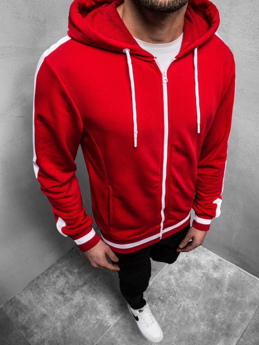 BLUZA Z KAPTUREM MĘSKA CZERWONA OZONEE A/1009Z | OZONEE - Odzieżowy