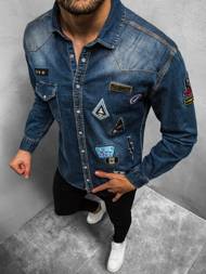 Koszula męska jeansowa ciemno-niebieska OZONEE O/5815Z