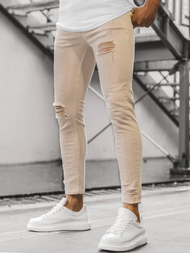 Spodnie męskie jeansowe beżowe/b OZONEE DP/583